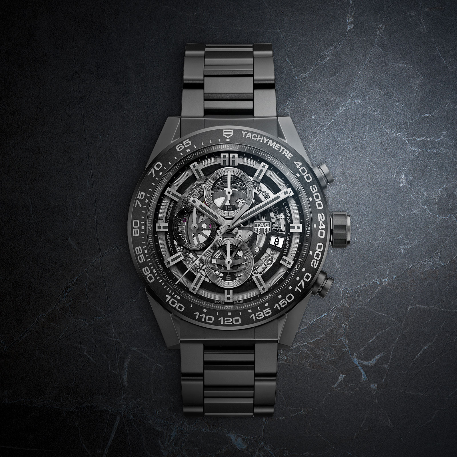 TAG Heuer Carrera Heuer-01 Replica in Black Ceramic